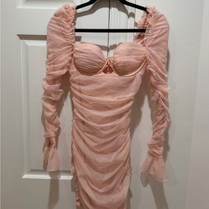 Oh Polly Pink Ruched Dress